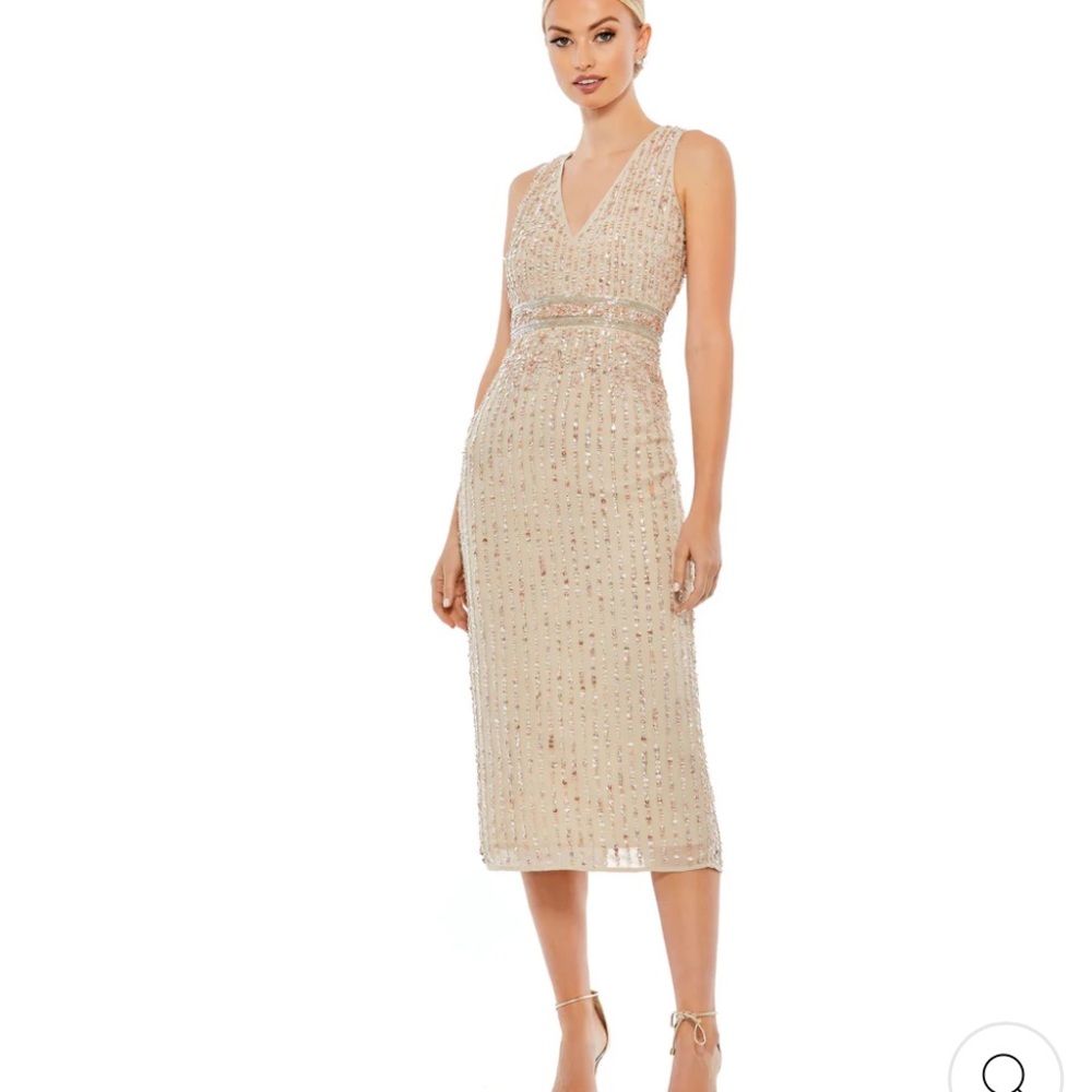 NWT!! Mac Duggal Beige Sequin Dress
